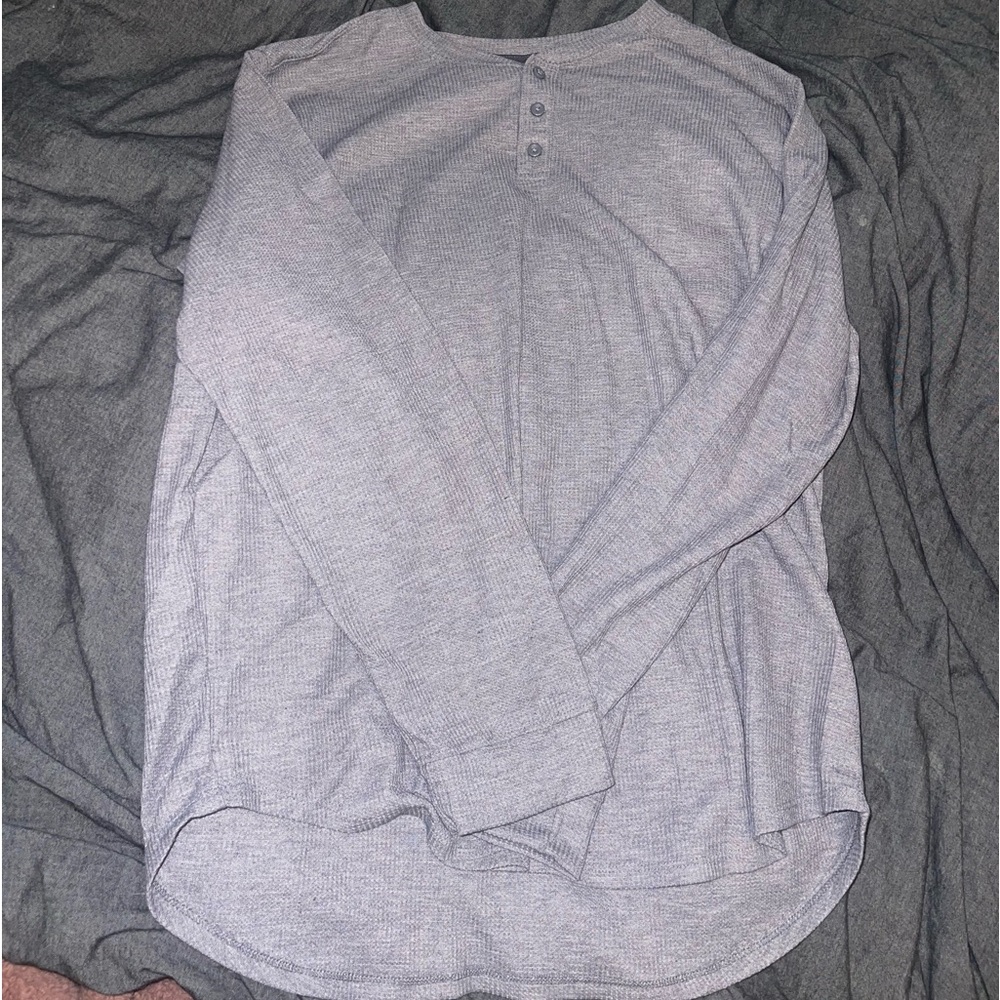 Grey Quater Button Sweater